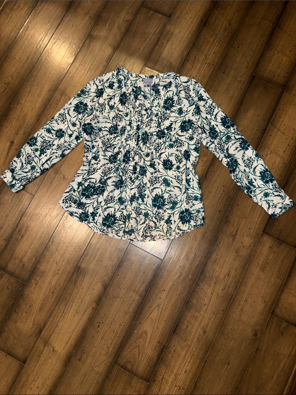 💙💚WOMEN’S FLORAL PRINT, BUTTON-DOWN V-NECK TUNIC STYLE LONG SLEEVE BLOUSE💙💚